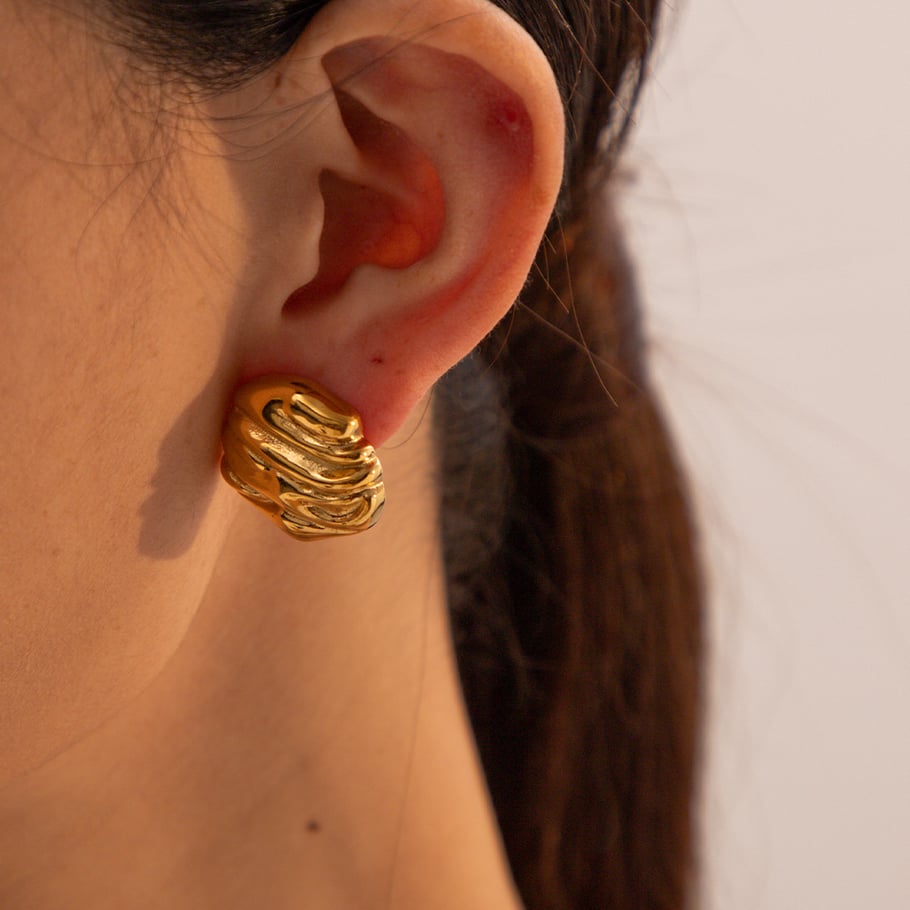 1 paire de boucles d&#39;oreilles à tige simples en acier inoxydable plaqué or 18 carats pour femme Image7