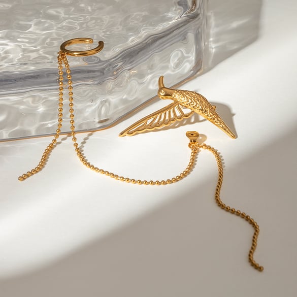 1 Pair Simple Retro Style Bird Shape Stainless Steel 18K Gold Plated Women's Clip-on earrings 2