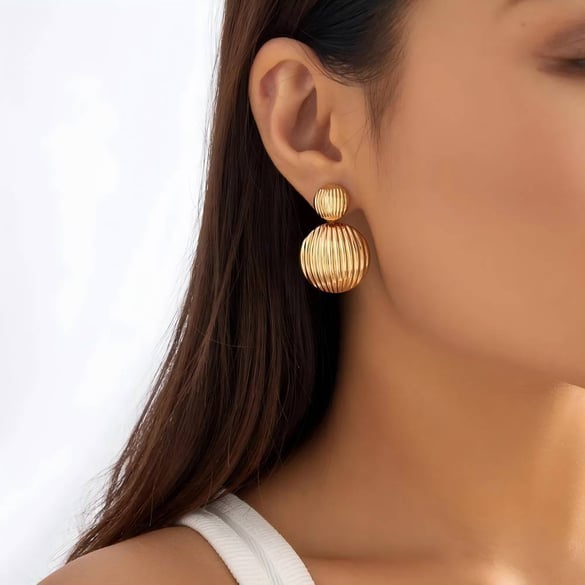 1 paar eenvoudige serie casual geometrische 18K vergulde dames oorbellen 2