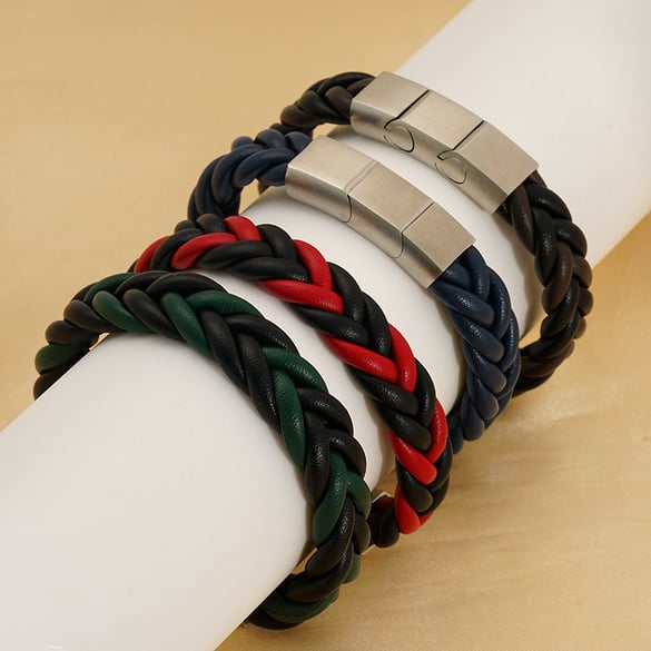 1 Çift Üreticiler Örgülü Deri Bileklik Erkek ve Kadın Moda Bilekliği Sınır Ötesi Takı Unisex Erkek Bilekliği Tedarik Ediyor