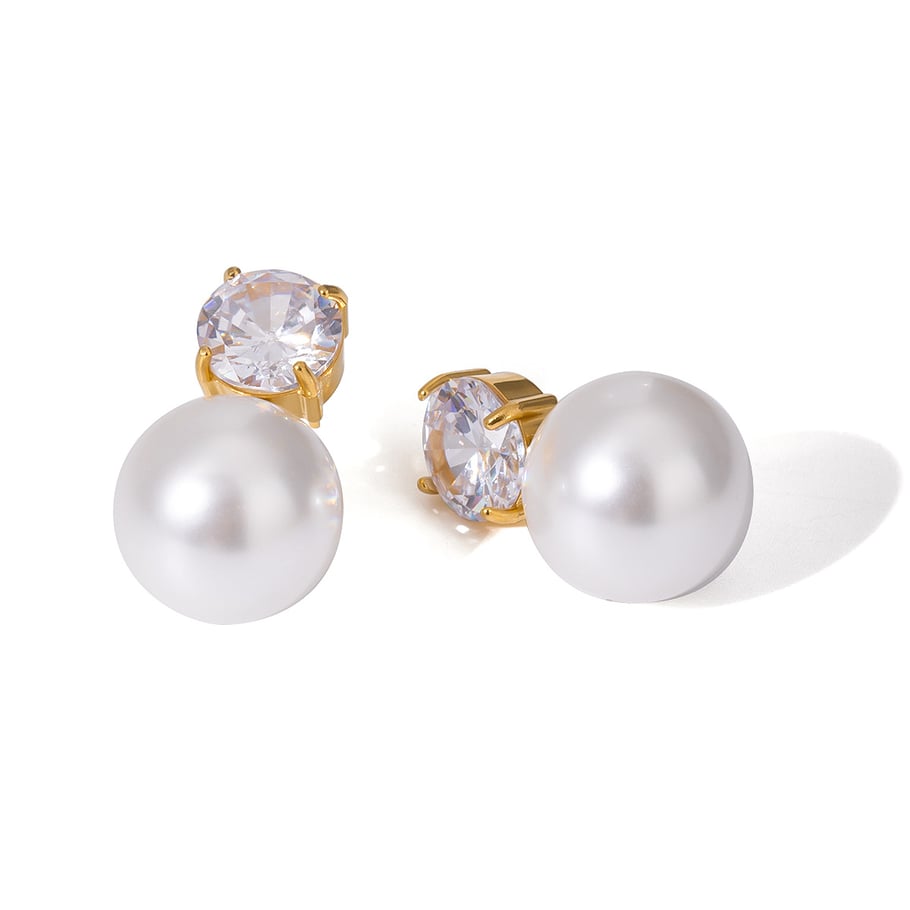 1 Pair Simple Series Elegant Geometric Stainless Steel 18K Gold Plated Artificial Pearl Women Stud Earrings Picture5