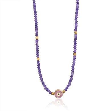 1 Piece Ethnic Series Classic Eye Pattern Stainless Steel Gold Color Women's Crystal Beaded Necklaces h5 Picture9