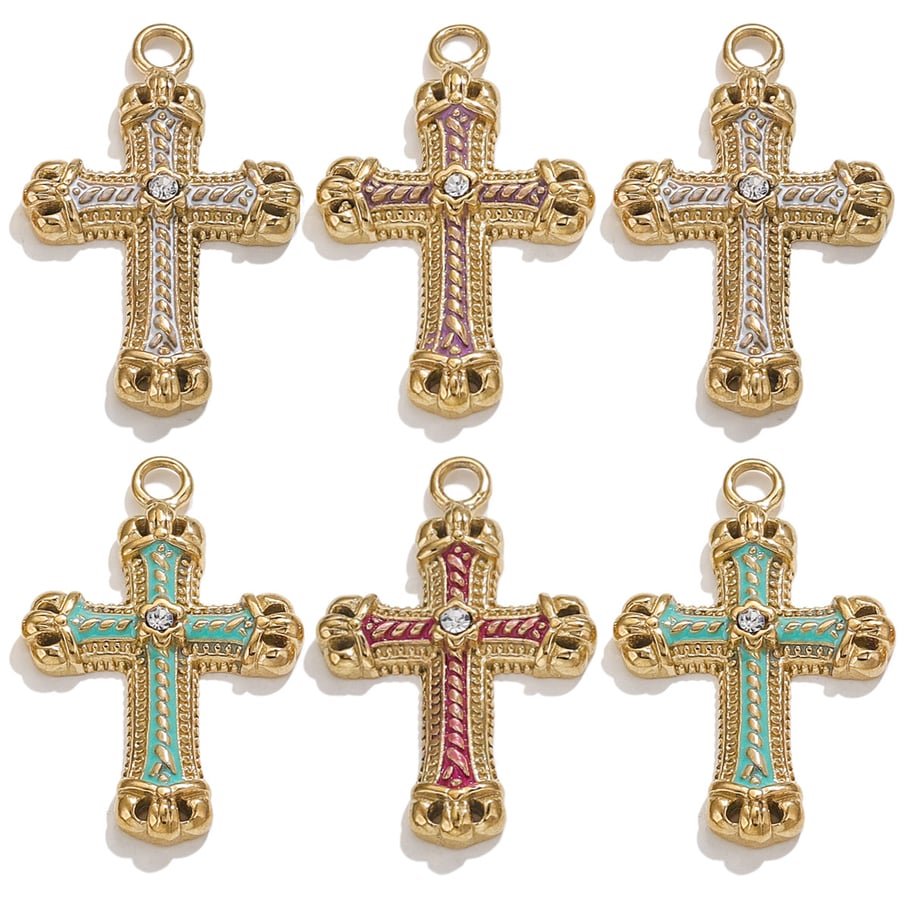 1 Pair Classic Series Retro Cross 18K Gold Plated Women Pendants Picture4