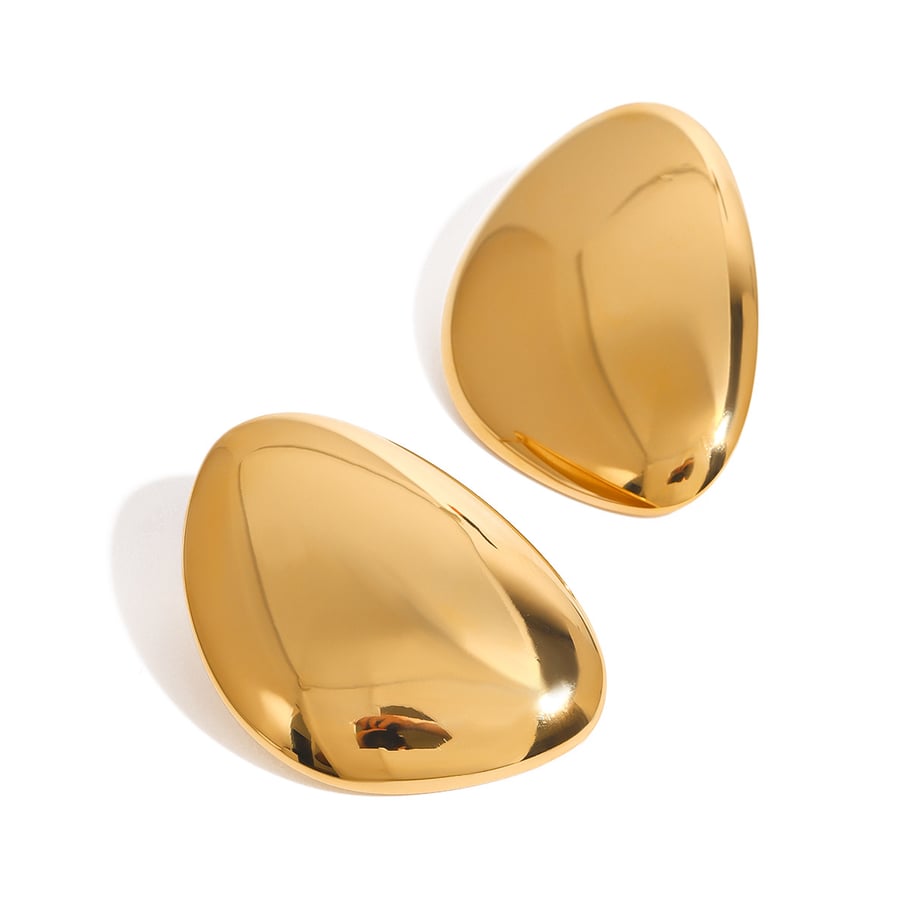 1 par de pendientes de botón de acero inoxidable irregulares de color dorado para mujer, serie simple, Europa y América Imagen14