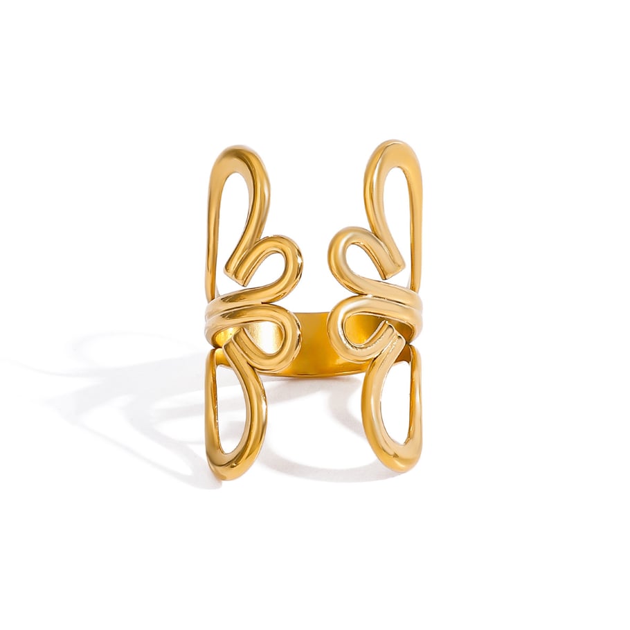 1 Stück Romantische Serie Natürliche Blume Edelstahl Gold Farbe Damen Einzelringe Bild11