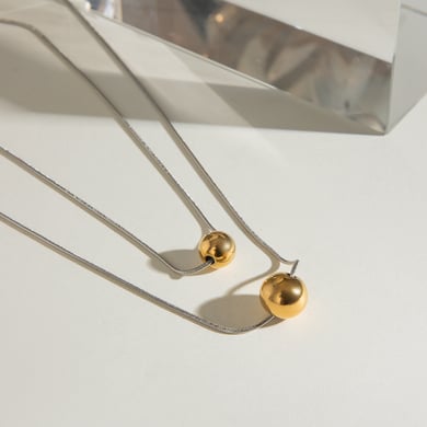 1 Piece Simple Series ins style round Stainless Steel 18K Gold Plated Women Pendant Necklaces h5 Picture4
