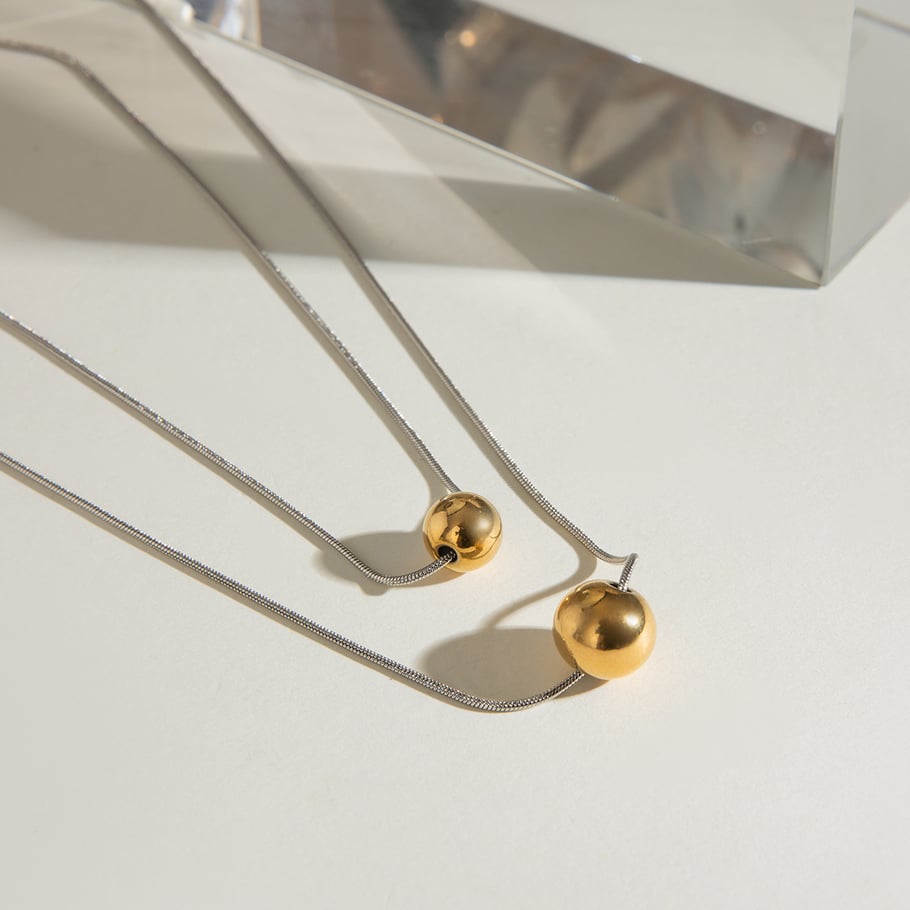 1 Piece Simple Series ins style round Stainless Steel 18K Gold Plated Women Pendant Necklaces Picture4