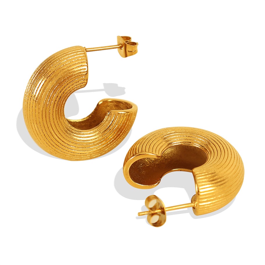 1 Pair Simple Series Simple Geometric Stainless Steel 18K Gold Plated Women Hoop Earrings Picture5
