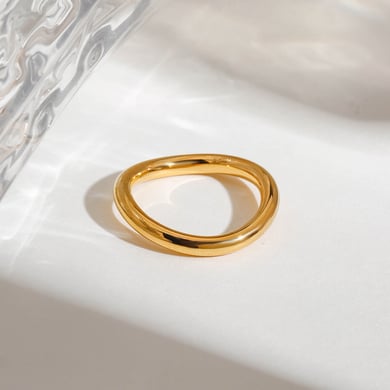 Anillos individuales para mujer de acero inoxidable color dorado, serie simple, estilo Ins, 1 pieza h5 Imagen8
