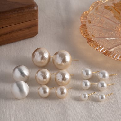 Boucles d&#39;oreilles boule brossée rétro en or, design de niche, boucles d&#39;oreilles haut de gamme pour femmes 2023, nouvelles boucles d&#39;oreilles en perles populaires h5 Image7