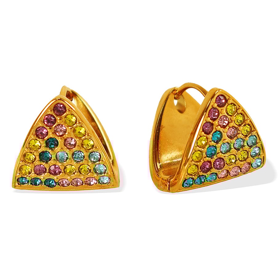1 paar Simple Series Simple geometrische roestvrijstalen 18K vergulde strass dames oorbellen Afbeelding7