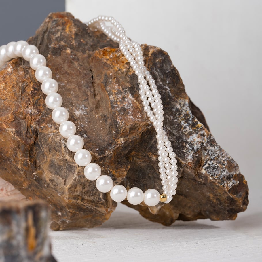 1 Stück Klassische Serie Elegante Perlen Edelstahl 18K vergoldet Frauen Perlen Halsketten Bild4