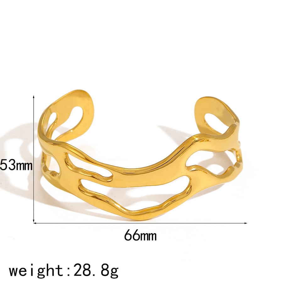 1 Stück Simple Series Leichter Luxus-Stil Ring Edelstahl 18 Karat vergoldet Damen Armreifen Bild4