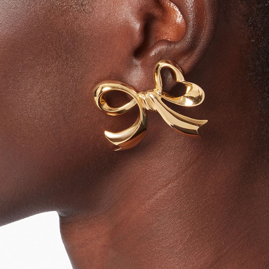 1 Pair Romantic Series Graceful Bow Knot Shape Stainless Steel Gold Color Women's Stud Earrings h5Picture7