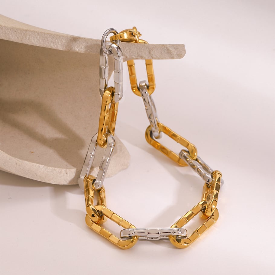1 Piece Simple Series Europe and America line Stainless Steel 18K Gold Plated Women Chain Bracelets Picture4