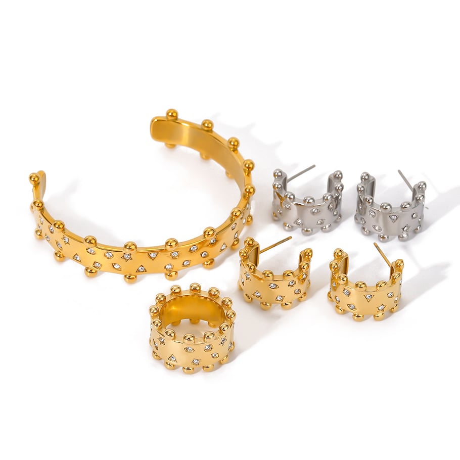 1 brazalete de acero inoxidable dorado con pentagrama retro de lujo para mujer. Imagen12