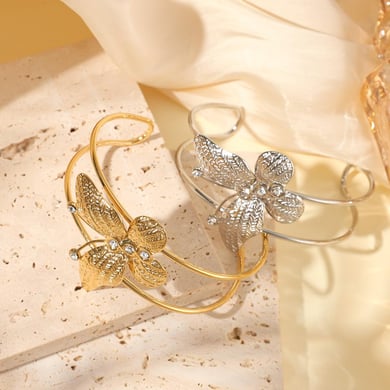 1 Piece Sophisticated Series Butterfly Stainless Steel Gold Color Women's Bangles h5 Picture5