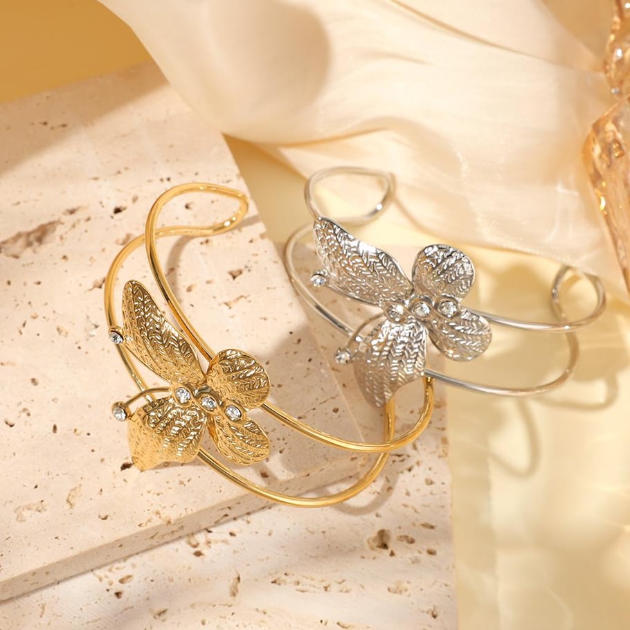 1 Piece Sophisticated Series Butterfly Stainless Steel Gold Color Women's Bangles Picture5