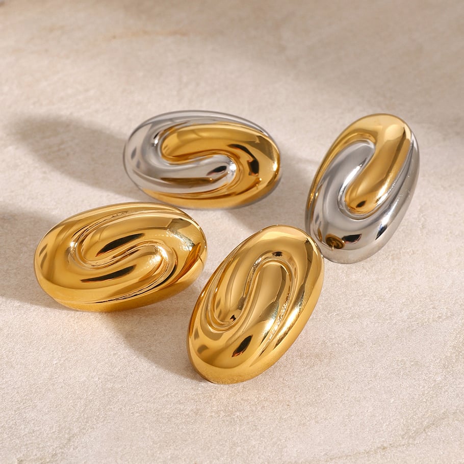 1 Pair Simple Series Simple Geometric Stainless Steel 18K Gold Plated Women Stud Earrings Picture3