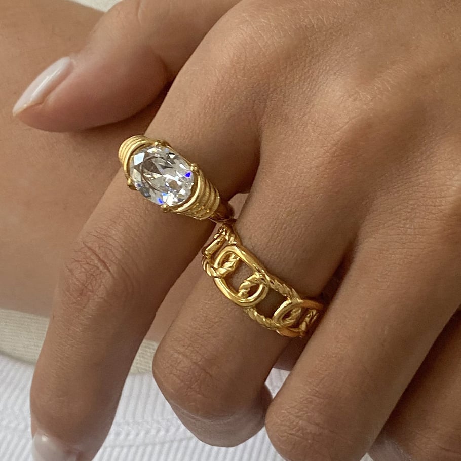 1 Piece Classic Geometric Stainless Steel Gold Color Women's Single Rings Picture4