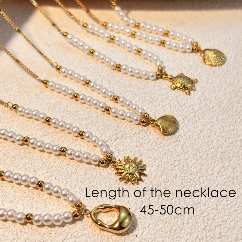 1 Piece Oceanic Stainless Steel Gold Color Women's Beaded Necklaces Picture5