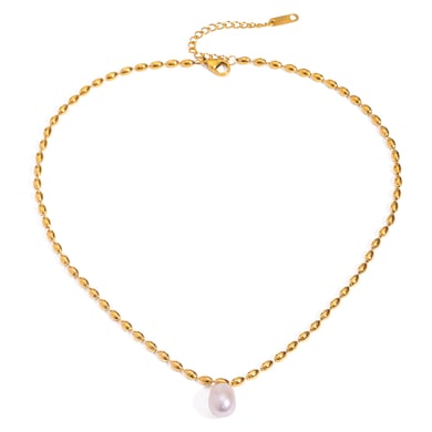 1 Stück Classic Series Retro Beads Edelstahl 18 Karat vergoldet Kunstperle Damen Anhänger Halsketten h5 Bild7