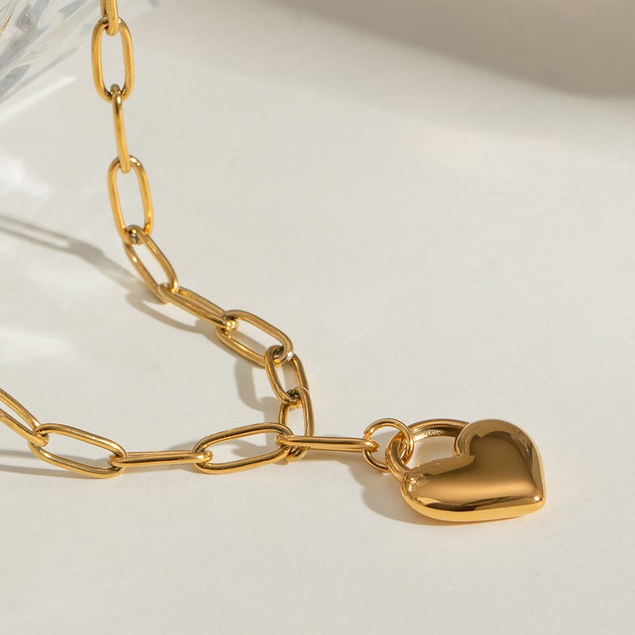 1 Piece Simple Series Daily Heart Clip Shape Stainless Steel 18K Gold Plated Women's Pendant Necklace Picture3