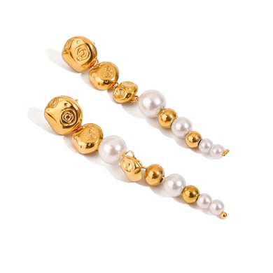 1 Pair Luxurious Series Retro Beads Stainless Steel Gold Color Women's Drop Earrings h5 Picture8