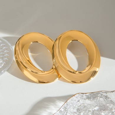 1 Pair Simple Series Daily Geometric Stainless Steel 18K Gold Plated Women Stud Earrings h5 Picture4
