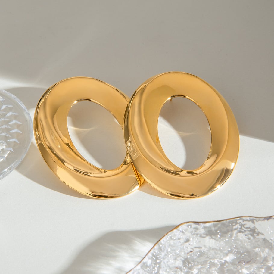 1 Pair Simple Series Daily Geometric Stainless Steel 18K Gold Plated Women Stud Earrings Picture4