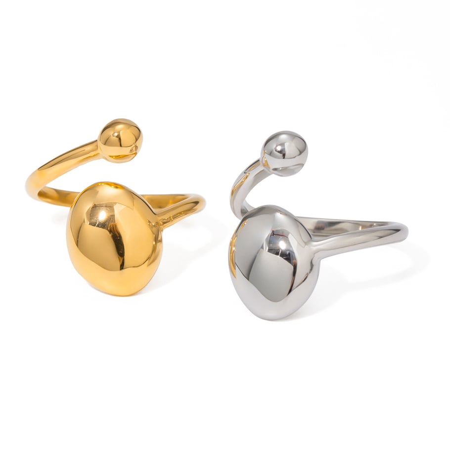 1 Pair Simple Series Simple Geometric Stainless Steel 18K Gold Plated Women Adjustable Rings Picture5