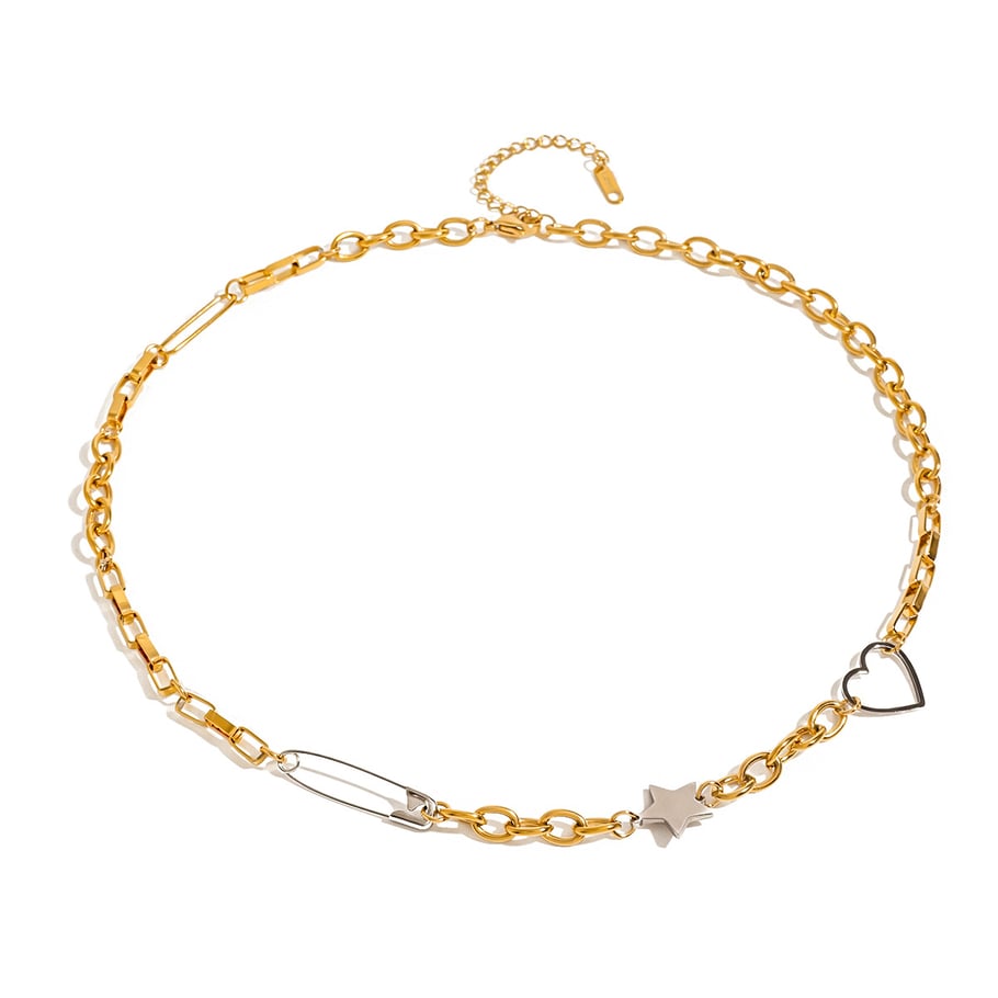 1 Stück Simple Series Klassische Herz-Halsketten aus Edelstahl mit 18 Karat Vergoldung für Damen Bild5