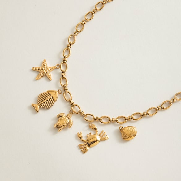 Colliers pour femmes, série simple, chaîne simple en acier inoxydable couleur or, 1 pièce 2