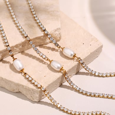 1 Piece Classic Series Retro Geometric Titanium Steel   Gold Color  Women's Chain Necklaces h5 Picture4