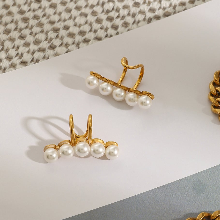 1 Pair Elegant Series Exquisite Daily Stainless Steel Gold Color Women's Clip-on Earrings Picture4