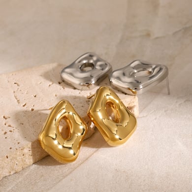 europäischen und amerikanischen klassischen neuen stil high-grade pony  gold edelstahl spezielle-förmigen hohl ohrringe schmuck  h5 Bild4