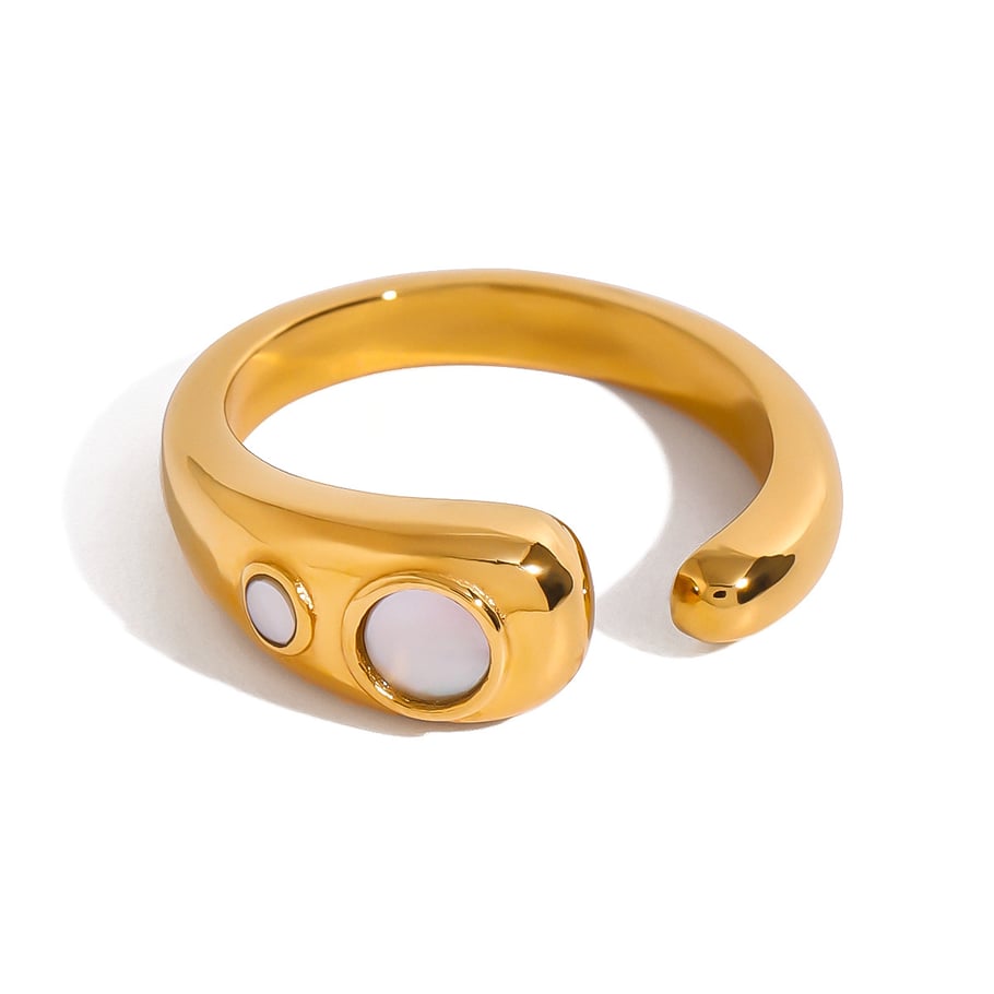 1 Pair Simple Series Simple Geometric Stainless Steel 18K Gold Plated Shell Women Adjustable Rings Picture5