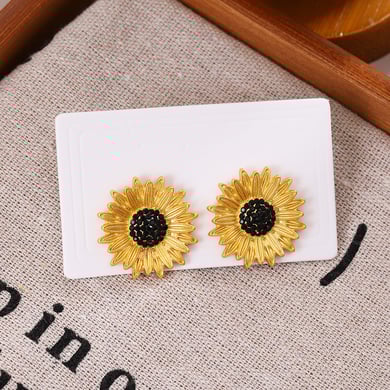 1 paire de boucles d&#39;oreilles à tige en alliage de zinc plaqué or avec strass pour femme, série simple, style rétro h5 Image3