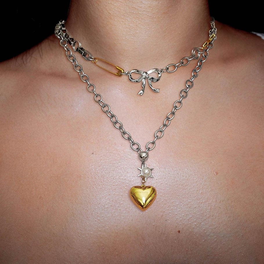 1 Piece Simple Series Retro Bow Knot Stainless Steel 18K Gold Plated Women Pendant necklaces Picture4