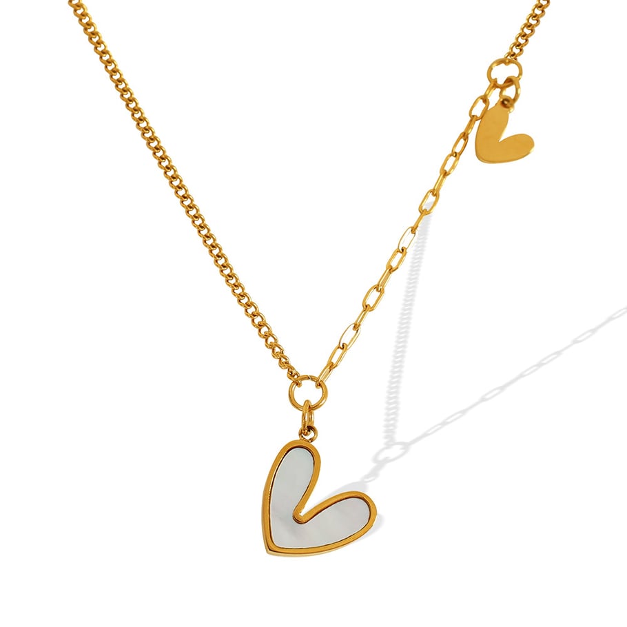 1 Piece Simple Series Simple Heart Stainless Steel 18K Gold Plated Shell Women Pendant Necklaces Picture6