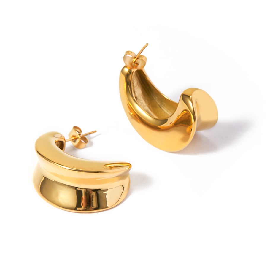 1 Pair Minimalist Series Classic Annular Daily Stainless Steel Gold Color Women's Stud Earrings Picture6