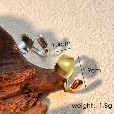 1 Piece Simple Series Solid Color Stainless Steel Women's Adjustable Rings h5 Picture6