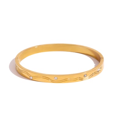 1 Stück Luxuriöse Serie Europa und Amerika Runde Edelstahl Gold Farbe Überzogene Damen Armreifen h5 Bild9