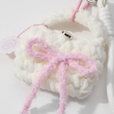 1 Piece Cute Woolen Mini Bag Love Heart with Cherry Bag Charms h5 Picture6