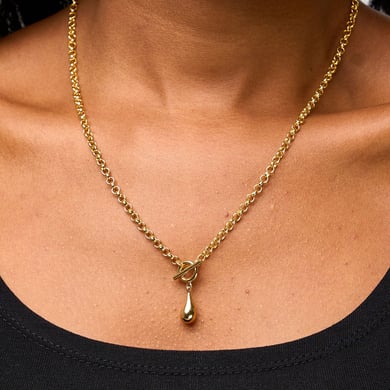 1 Piece Simple Series Daily Droplet Stainless Steel 18K Gold Plated Women Pendant Necklaces h5 Picture6