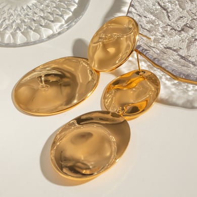 1 Paar einfache geometrische Ohrringe aus Edelstahl mit 18 Karat Vergoldung für Damen h5 Bild4