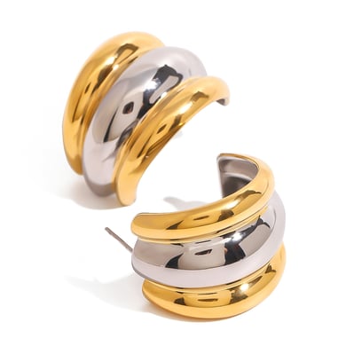 1 Pair Simple Series Daily Letter Stainless Steel 18K Gold Plated Women Stud Earrings h5 Picture6