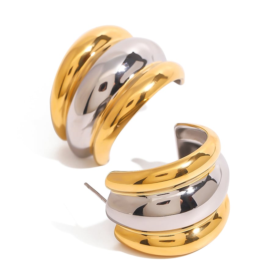 1 Pair Simple Series Daily Letter Stainless Steel 18K Gold Plated Women Stud Earrings Picture6