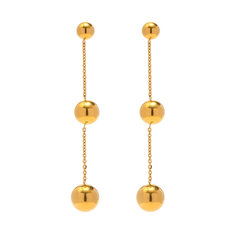 1 Pair Minimalist Series Elegant Sphere Tassels Stainless Steel Gold Color Women's Drop Earrings Picture6