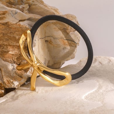 1 Paar Simple Series Sweet Bow Knot Edelstahl 18 Karat vergoldet Damen Haarbänder h5 Bild3